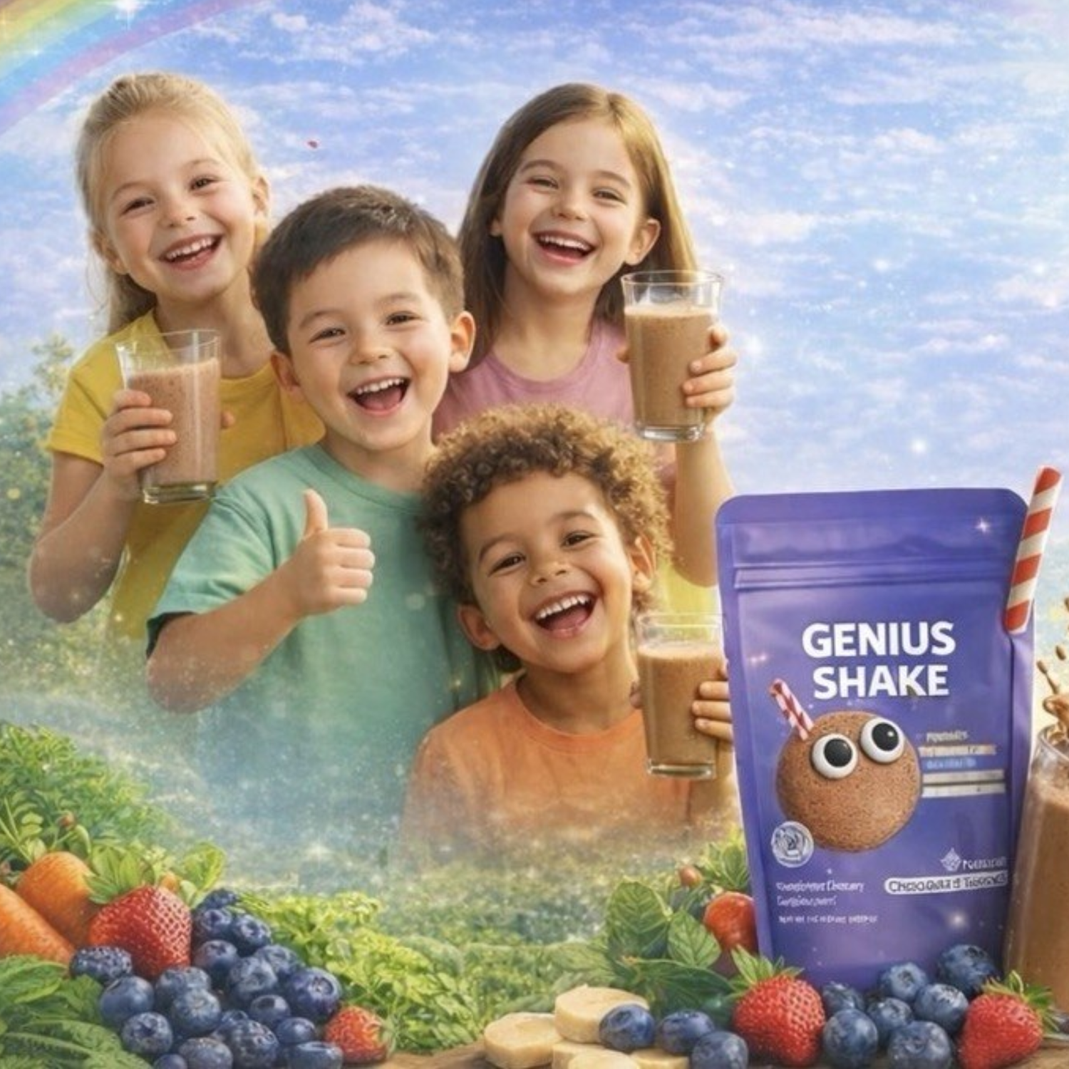Genius Shake Kids Vital Health Global - Shake nutritionnel chocolat coco pour la croissance et l'immunité des enfants