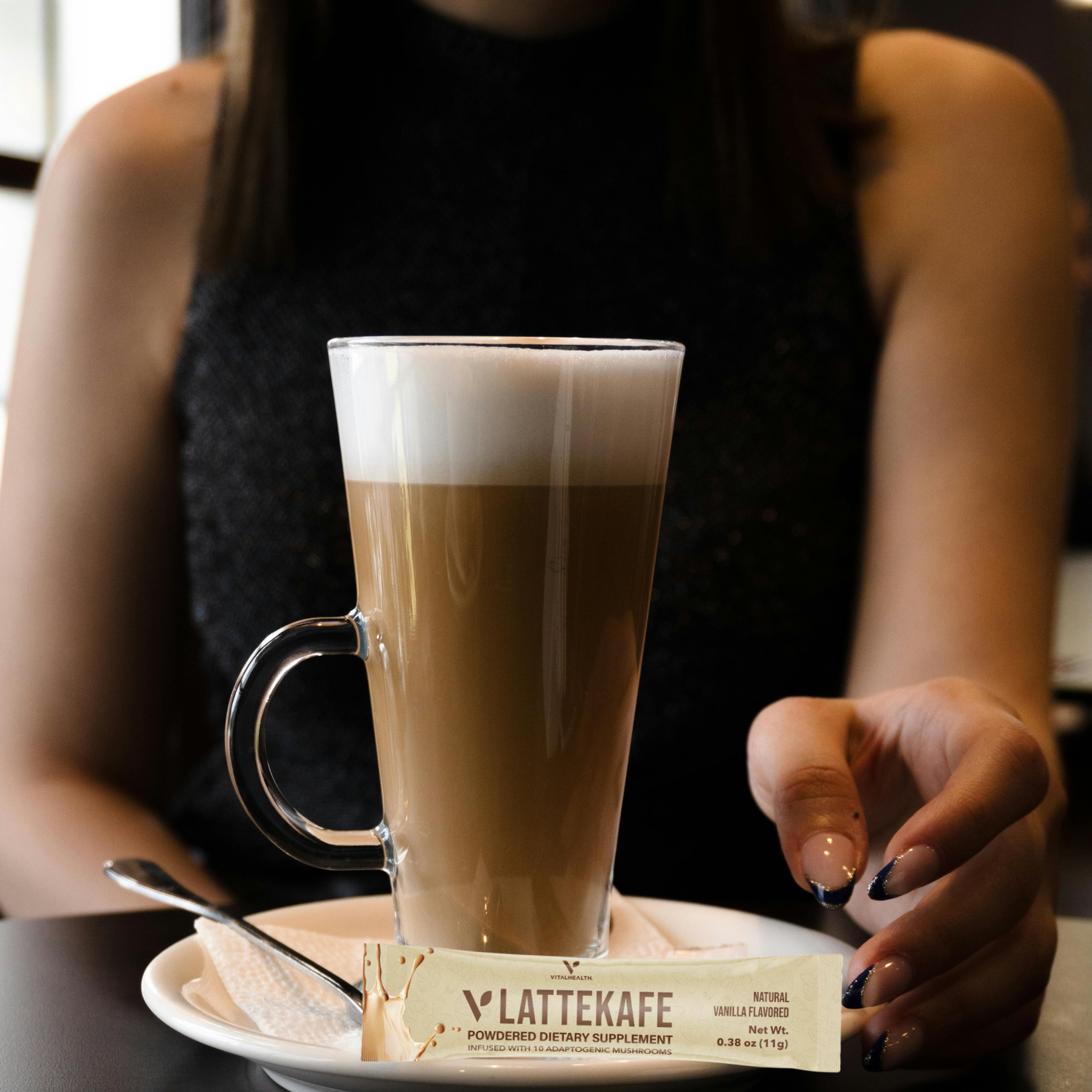 LattéKafe Vital Health Global - Latte champignons adaptogènes vanille complément bien-être